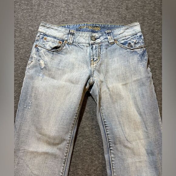 American Eagle Vtg Boyfriend 77 jeans womens 6 Bootcut Y2K light distressed - Picture 2 of 12
